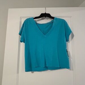 Anthropologie Pilcro Turquoise tee Small NWT